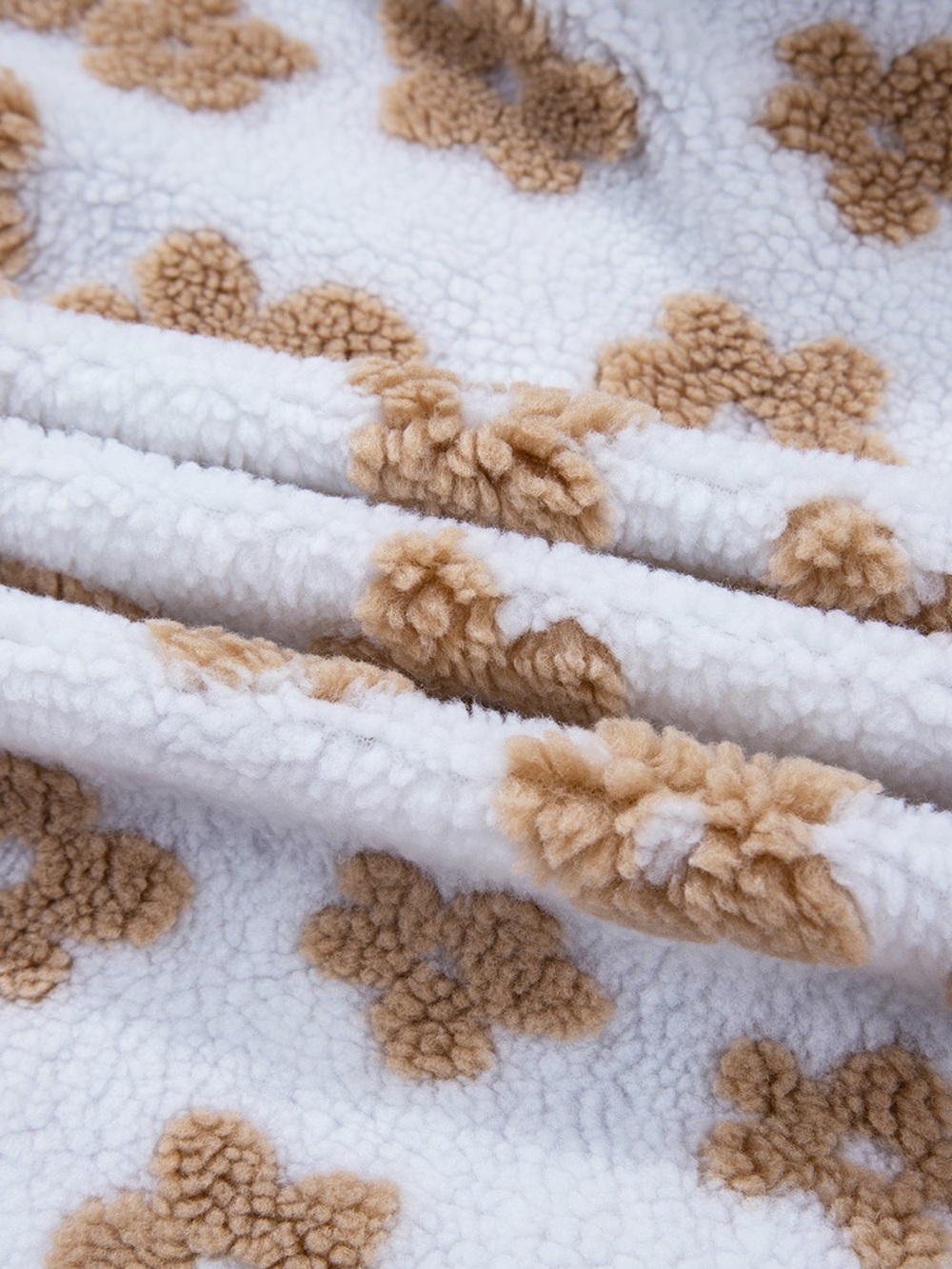Flower Pattern Button Up Fleece Jacket - Picture 13 of 14